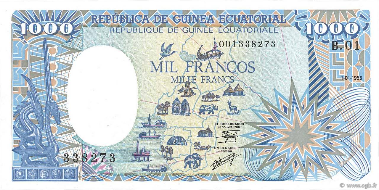 1000 Francs EQUATORIAL GUINEA  1985 P.21 UNC