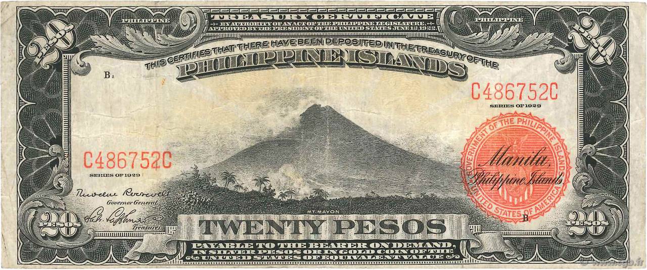 20 Pesos PHILIPPINEN  1929 P.077 fSS