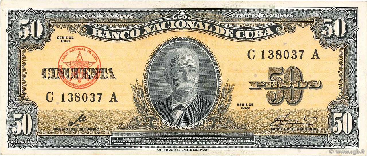 50 Pesos CUBA  1960 P.081c SC+