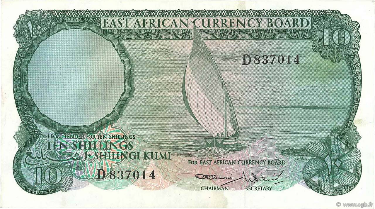 10 Shillings AFRIQUE DE L EST  1964 P.46a SUP+