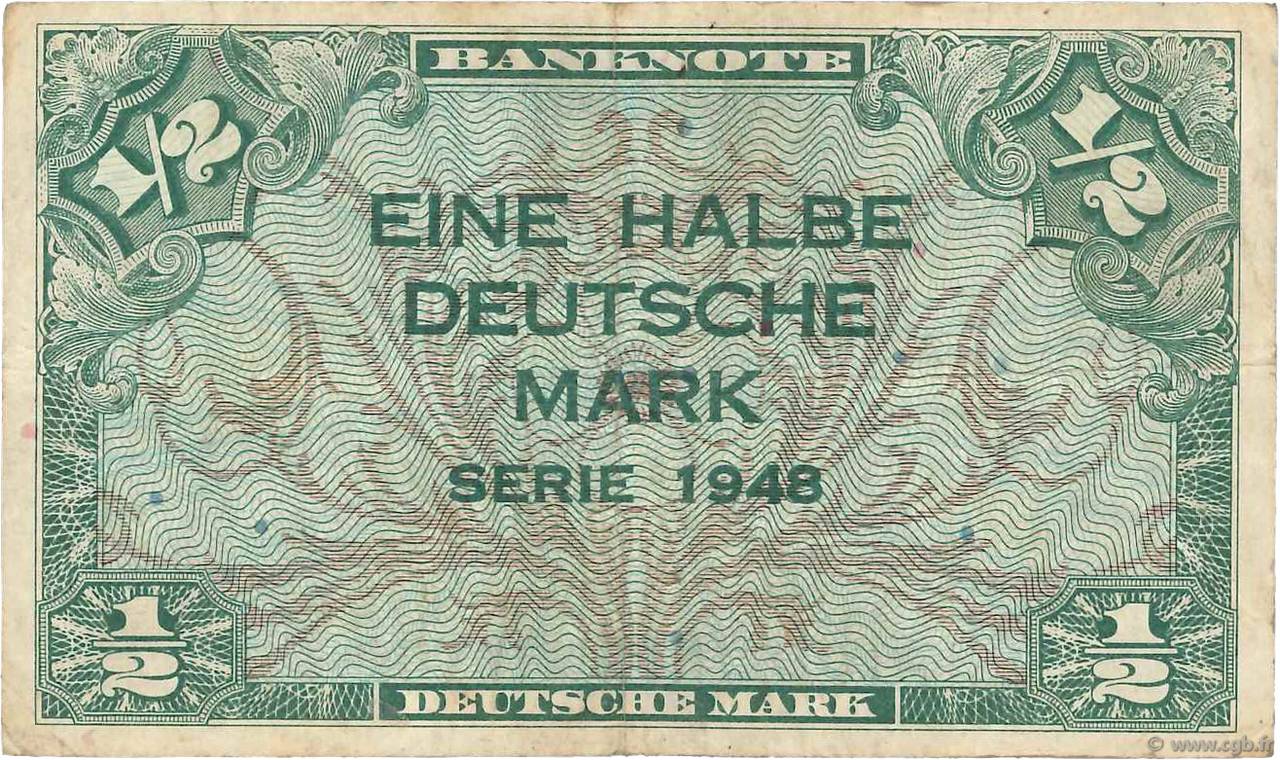 1/2 Deutsche Mark ALLEMAGNE FÉDÉRALE  1948 P.01a TTB