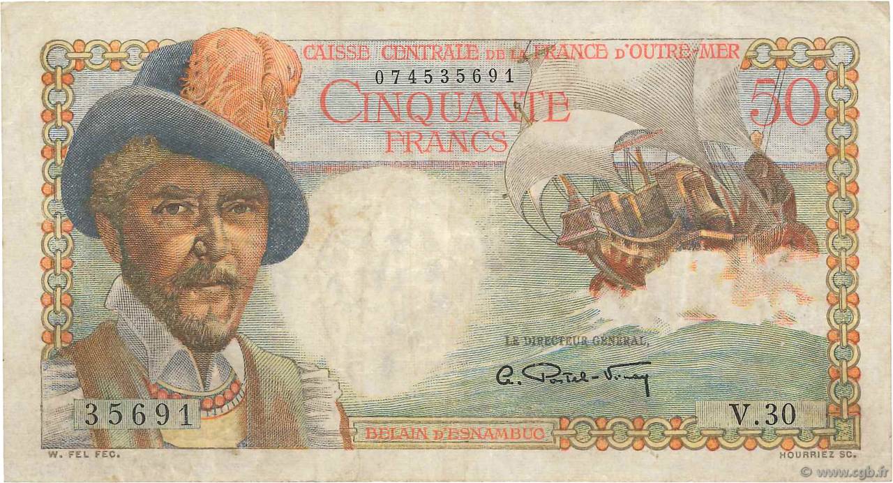 50 Francs Belain d Esnambuc FRENCH EQUATORIAL AFRICA  1946 P.23 F