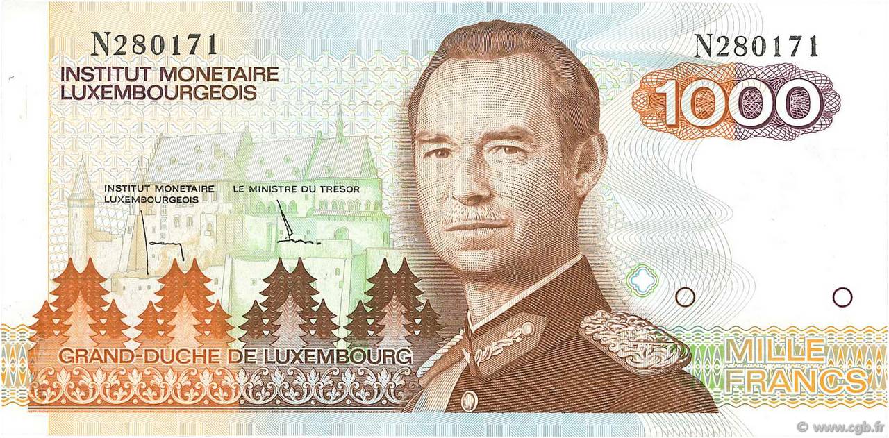 1000 Francs LUXEMBURGO  1985 P.59a FDC