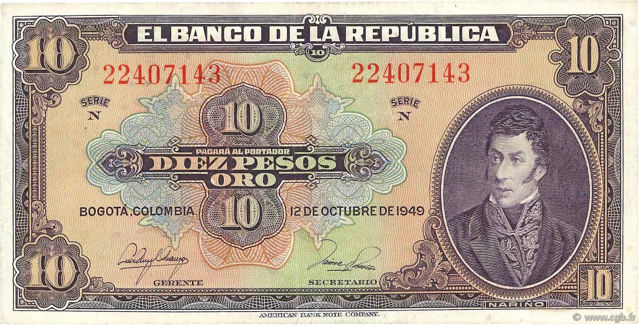10 Pesos Oro COLOMBIE  1949 P.389d SUP