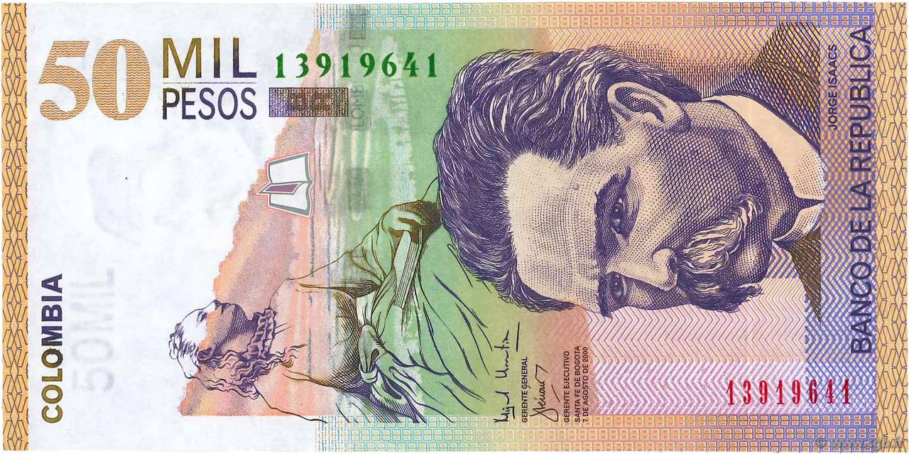 50000 Pesos COLOMBIA  2000 P.449a UNC
