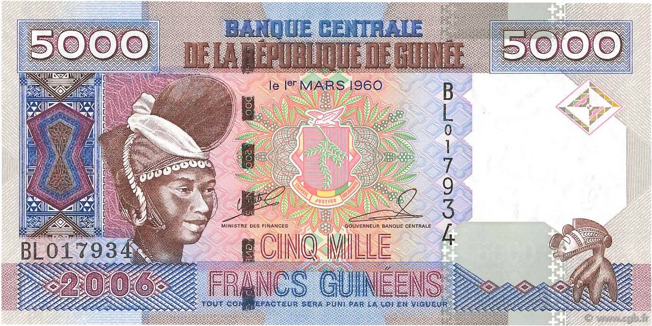 5000 Francs Guinéens GUINEA  2006 P.41a UNC