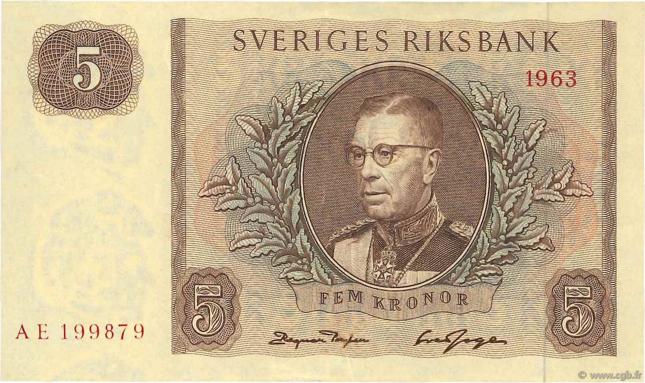 5 Kronor SUÈDE  1963 P.50b VZ