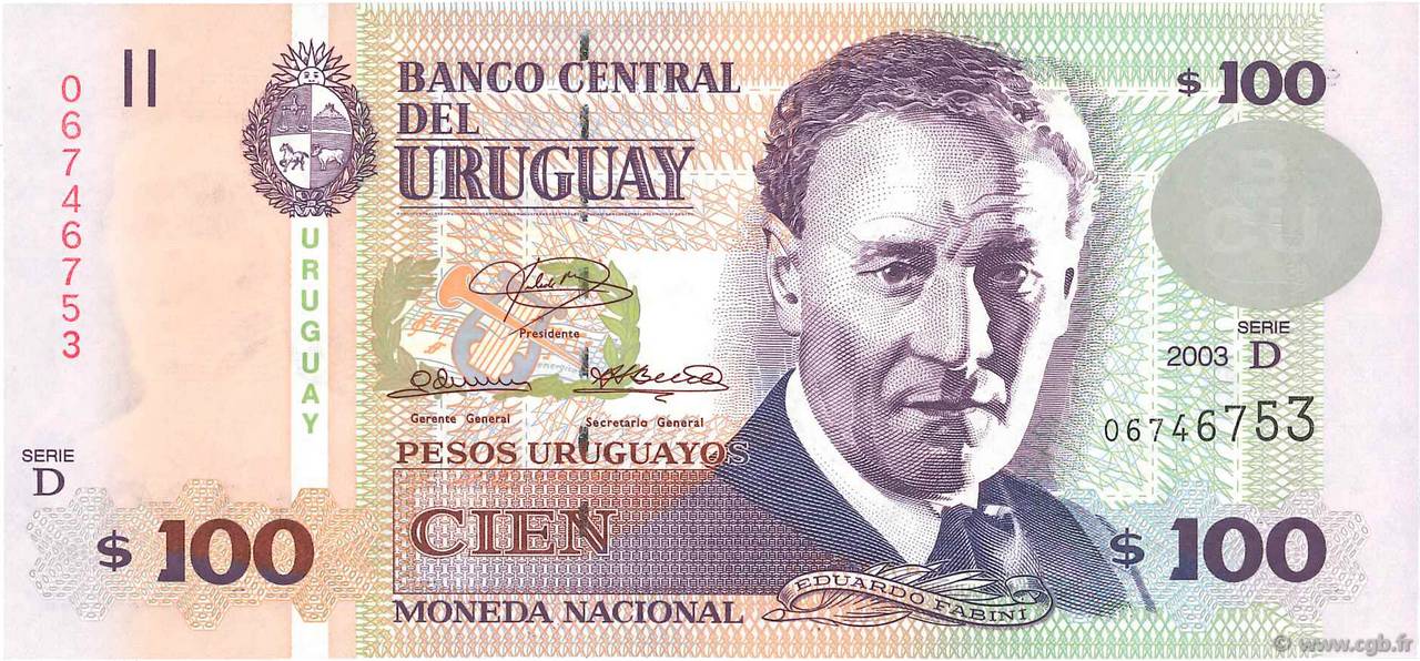 100 Pesos Uruguayos URUGUAY  2003 P.085 ST