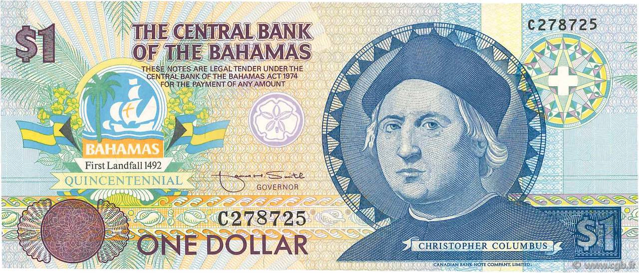 1 Dollar BAHAMAS  1992 P.50a FDC