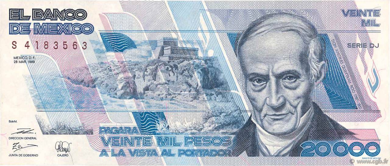 20000 Pesos MEXICO  1989 P.092b ST