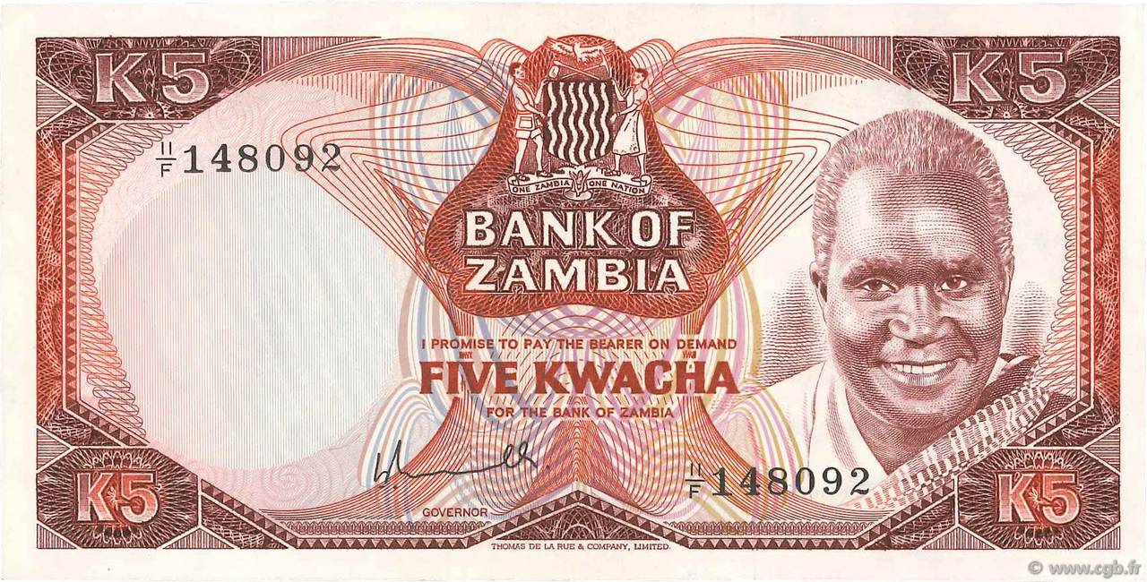 5 Kwacha ZAMBIA  1976 P.21a UNC