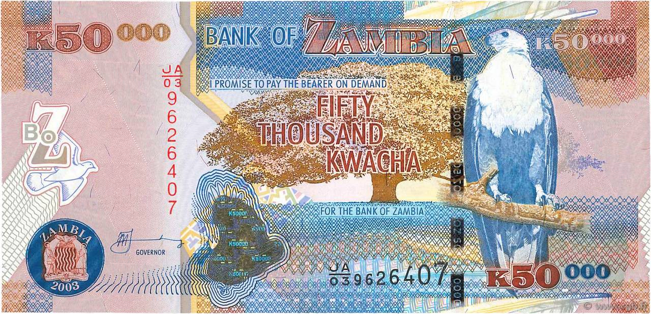 50000 Kwacha SAMBIA  2003 P.48a fST+