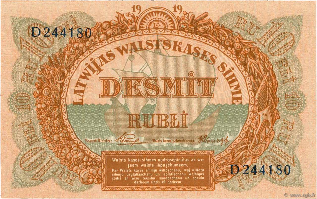 10 Rubli LETTLAND  1919 P.04e ST