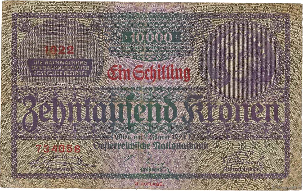 1 Schilling sur 10000 Kronen AUSTRIA  1924 P.087 MB