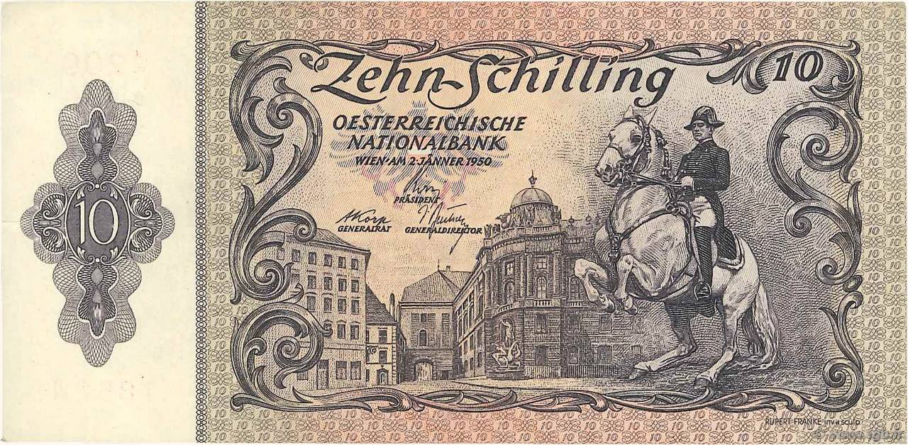 10 Schilling AUSTRIA  1950 P.127 EBC