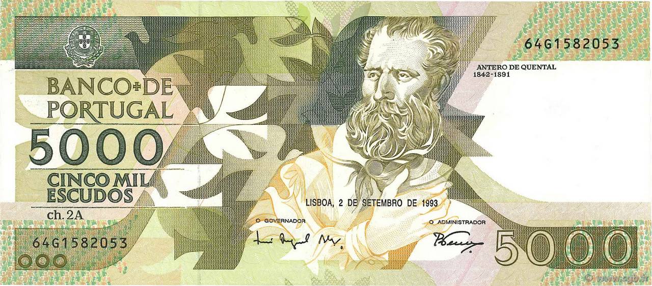5000 Escudos PORTUGAL  1993 P.184f NEUF