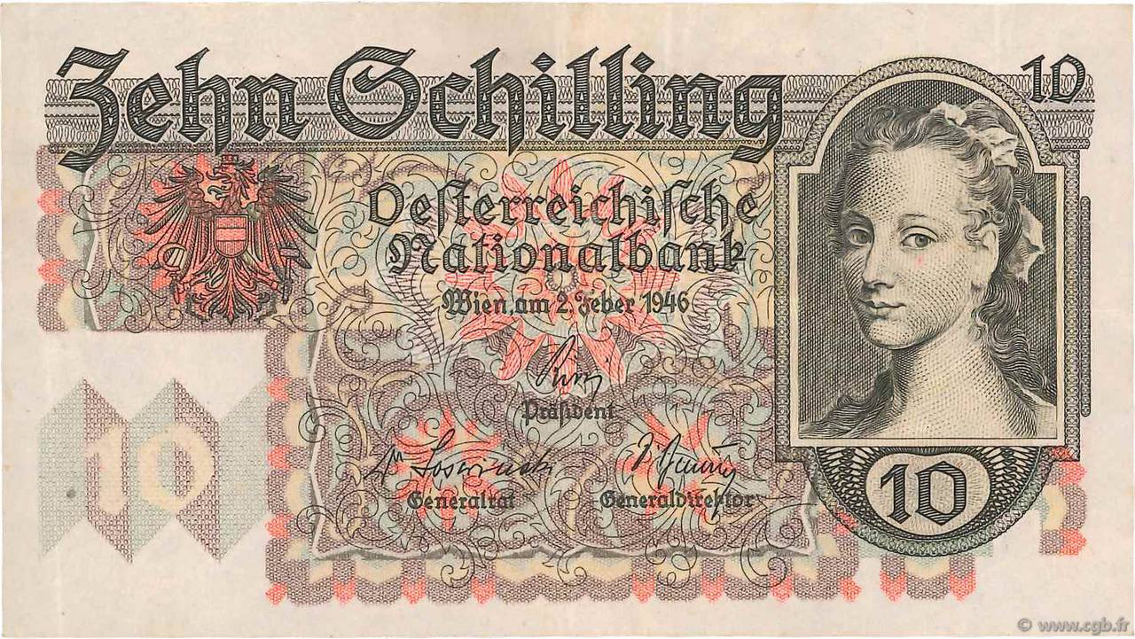 10 Schilling AUSTRIA  1946 P.122 VF