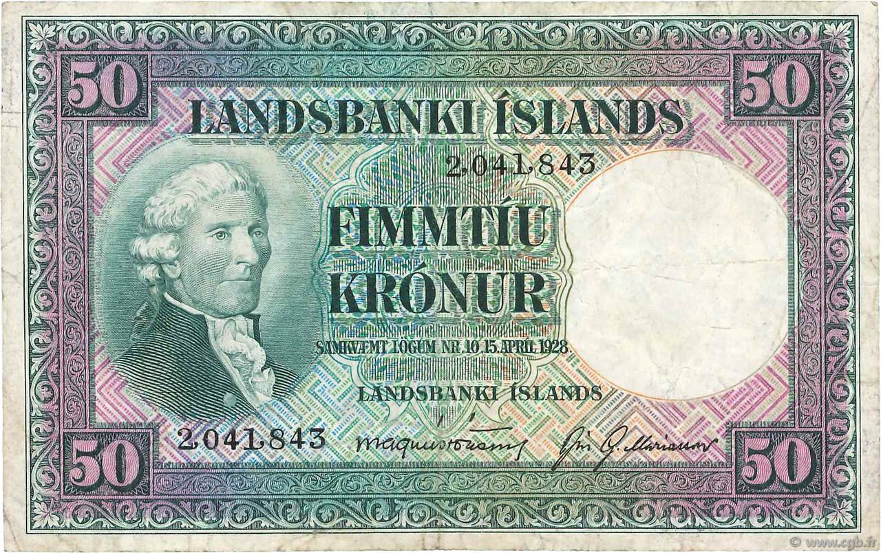 50 Kronur ICELAND  1948 P.34a F
