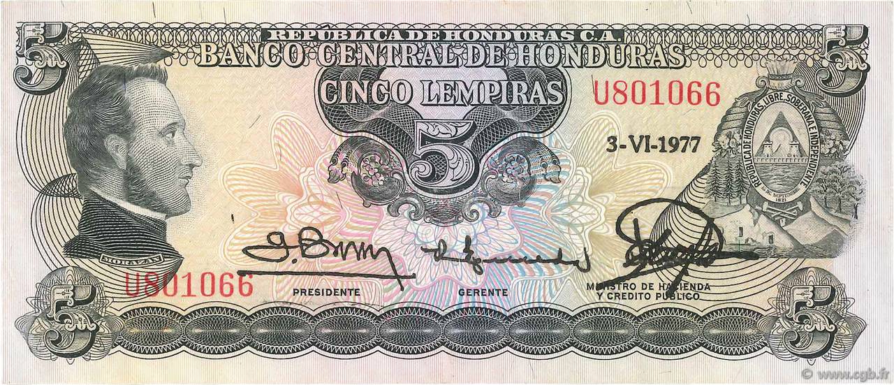 5 Lempiras HONDURAS  1977 P.059b XF