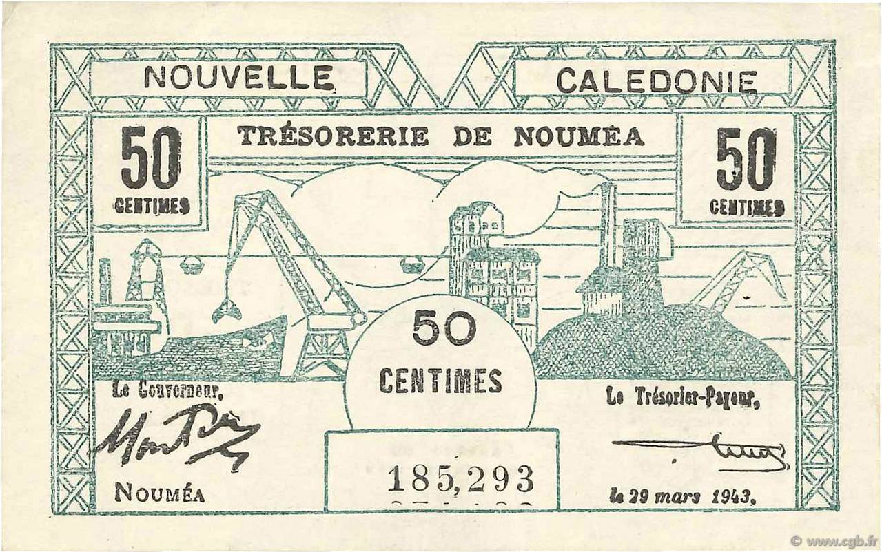 50 Centimes NOUVELLE CALÉDONIE  1943 P.54 XF