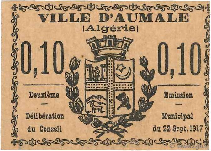 10 Centimes ARGELIA Aumale 1917 JPCV.04 SC+