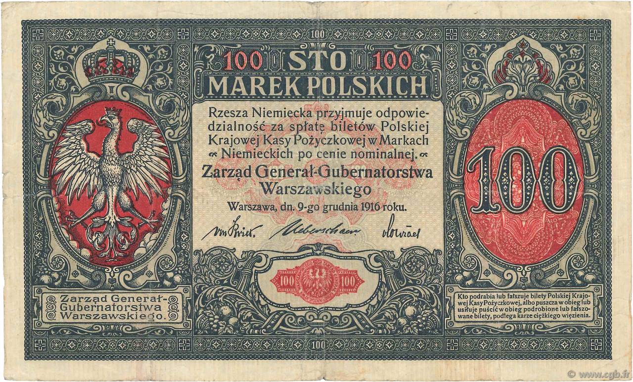 100 Marek POLAND  1916 P.015 VF