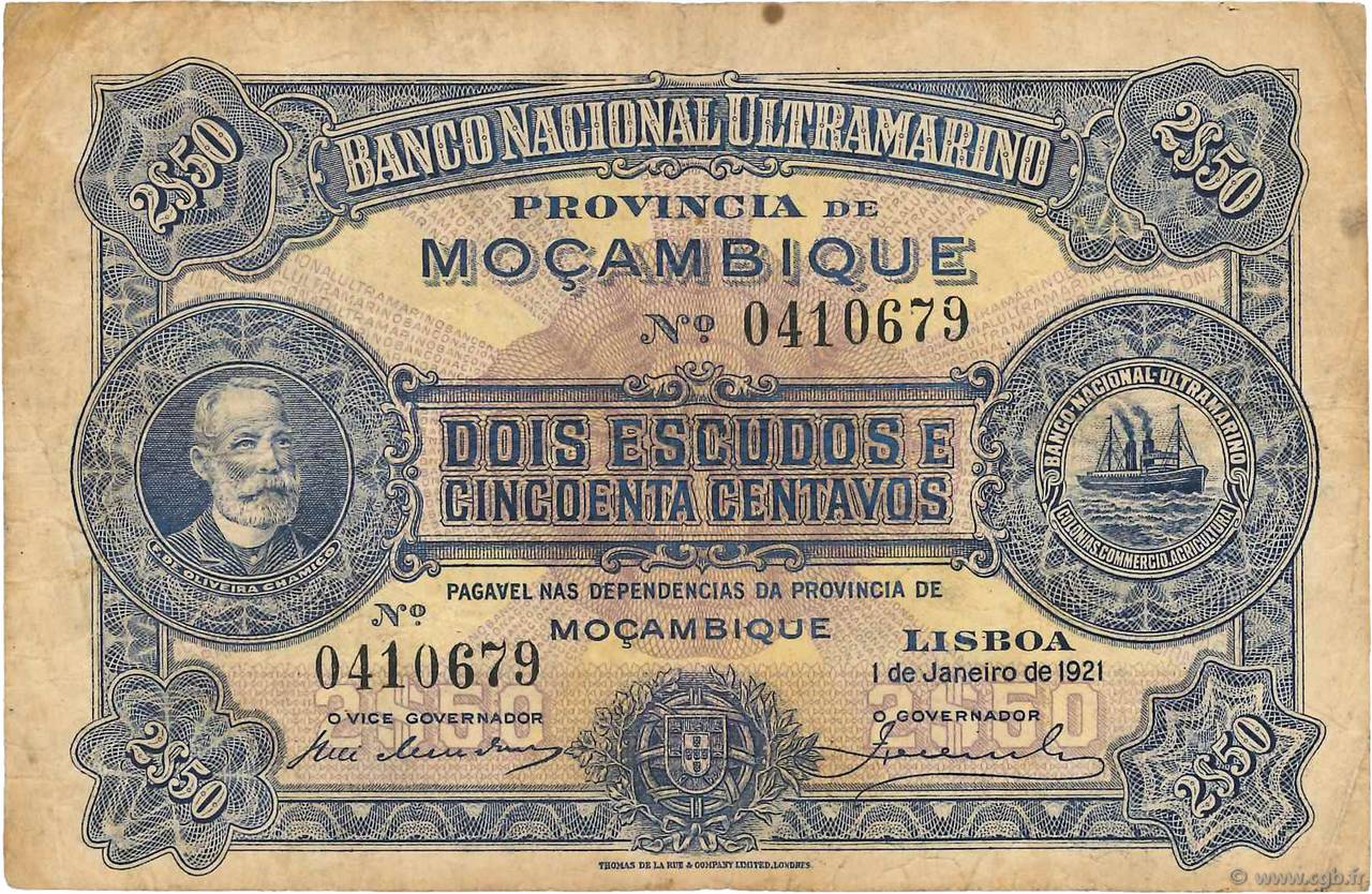 2,5 Escudos MOZAMBIQUE  1921 P.067b F
