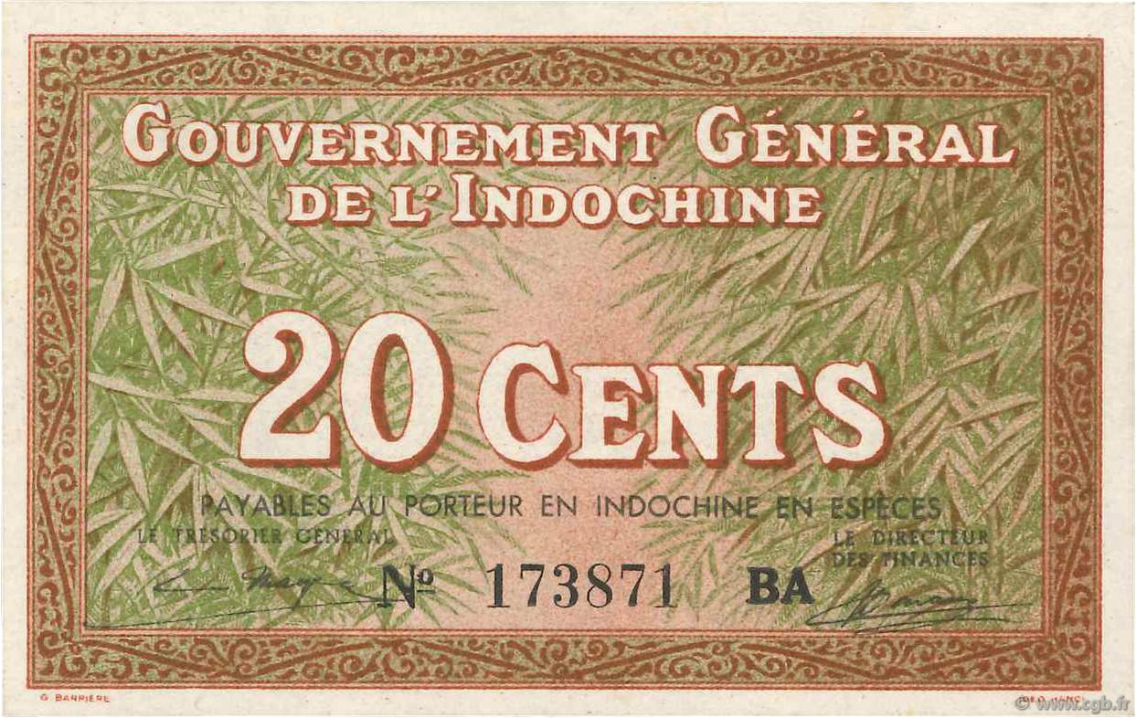 20 Cents INDOCHINE FRANÇAISE  1939 P.086c NEUF