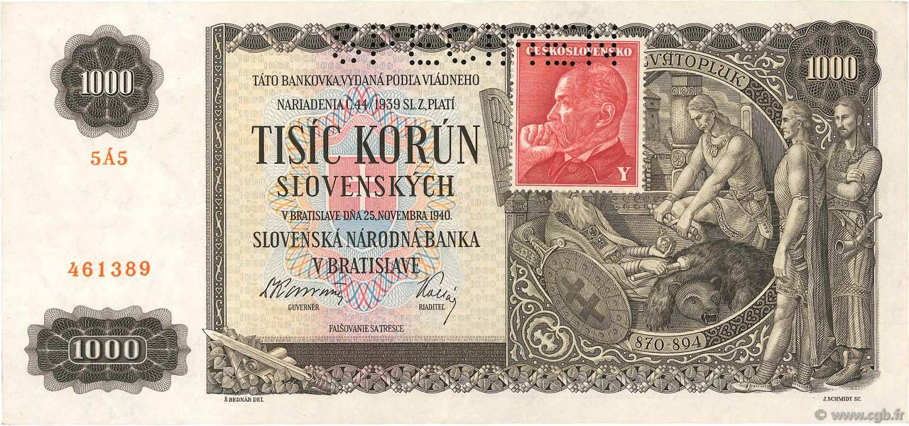 1000 Korun Spécimen TCHÉCOSLOVAQUIE  1945 P.056s SUP