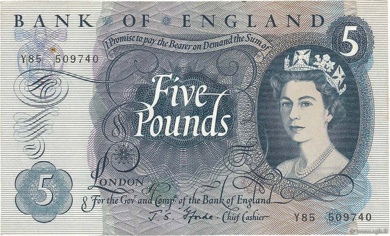 5 Pounds ENGLAND  1966 P.375b VZ
