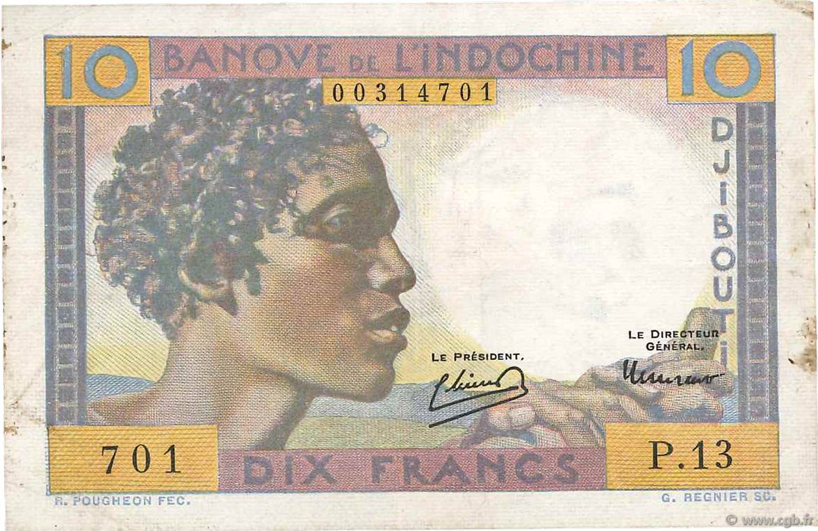 10 Francs DJIBOUTI  1946 P.19 VF