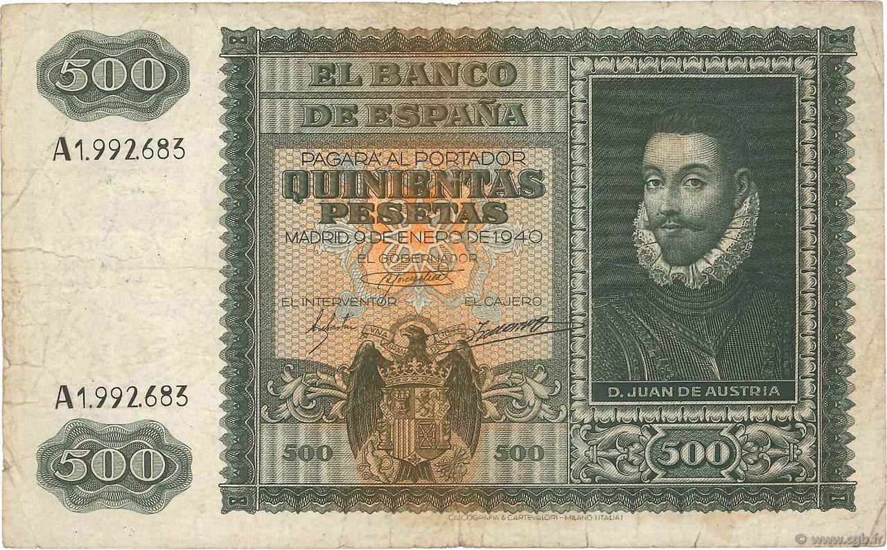 500 Pesetas ESPAÑA  1940 P.119a BC+