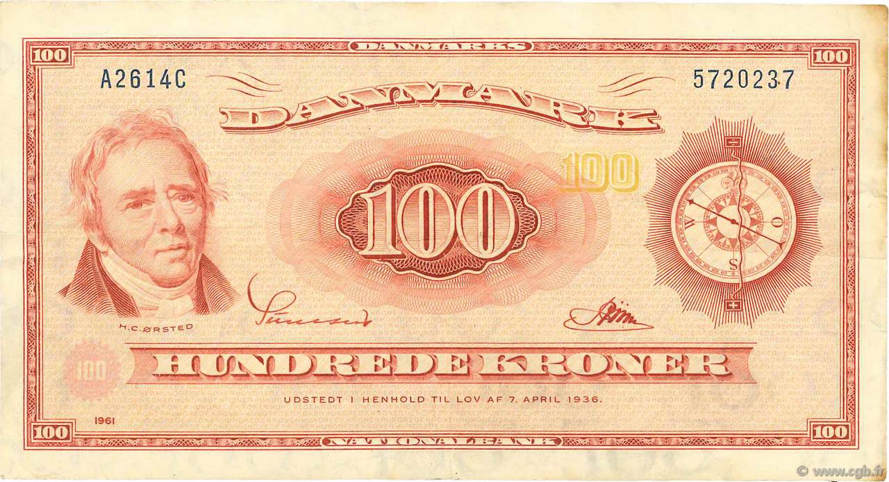 100 Kroner DÄNEMARK  1961 P.046b S