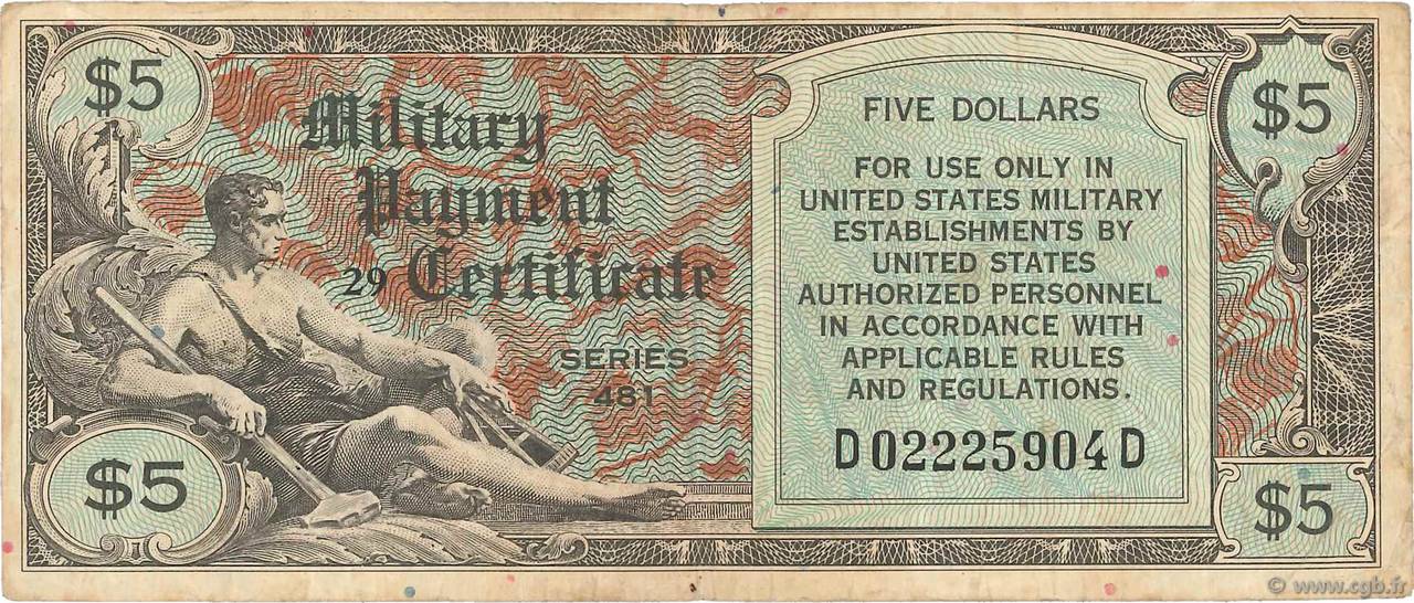 5 Dollars ÉTATS-UNIS D AMÉRIQUE  1951 P.M027a pr.TB