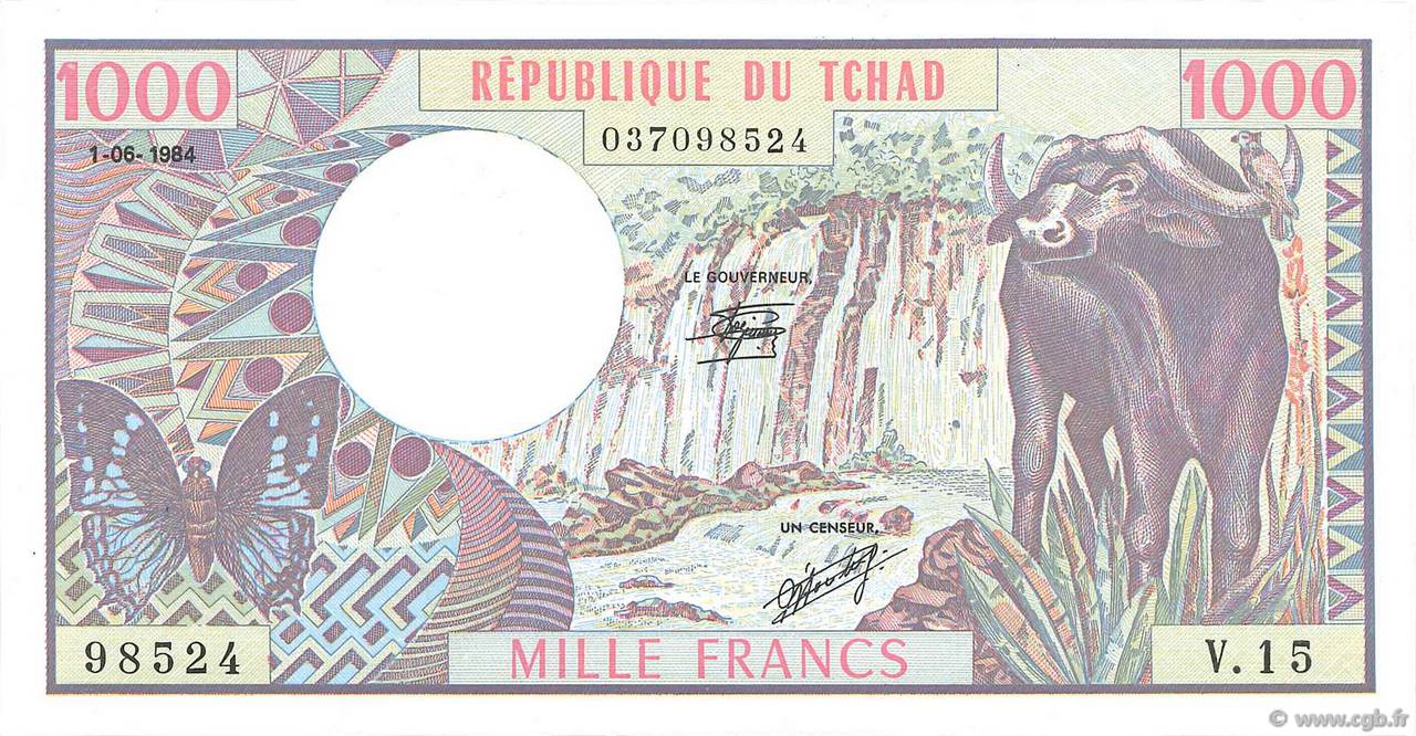 1000 Francs BEAC type 1980 TCHAD  1984 A.283b SPL