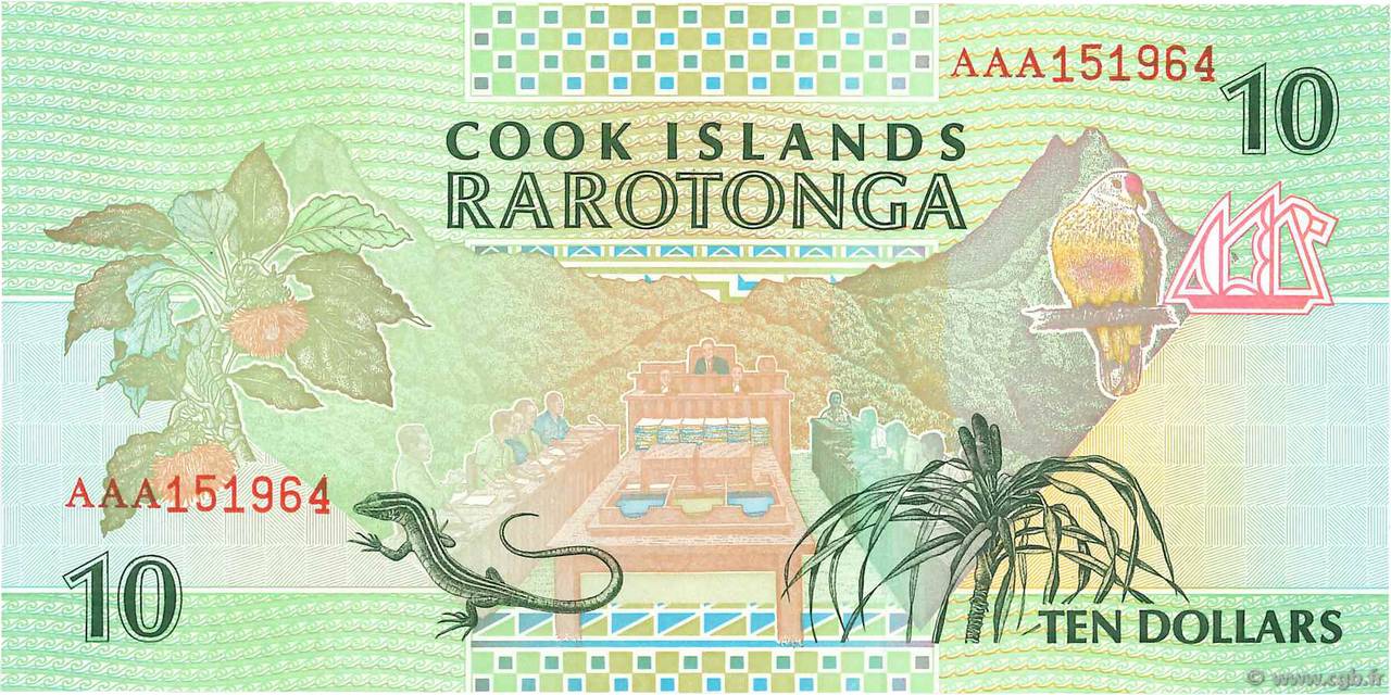 10 Dollars COOK ISLANDS  1992 P.08a UNC