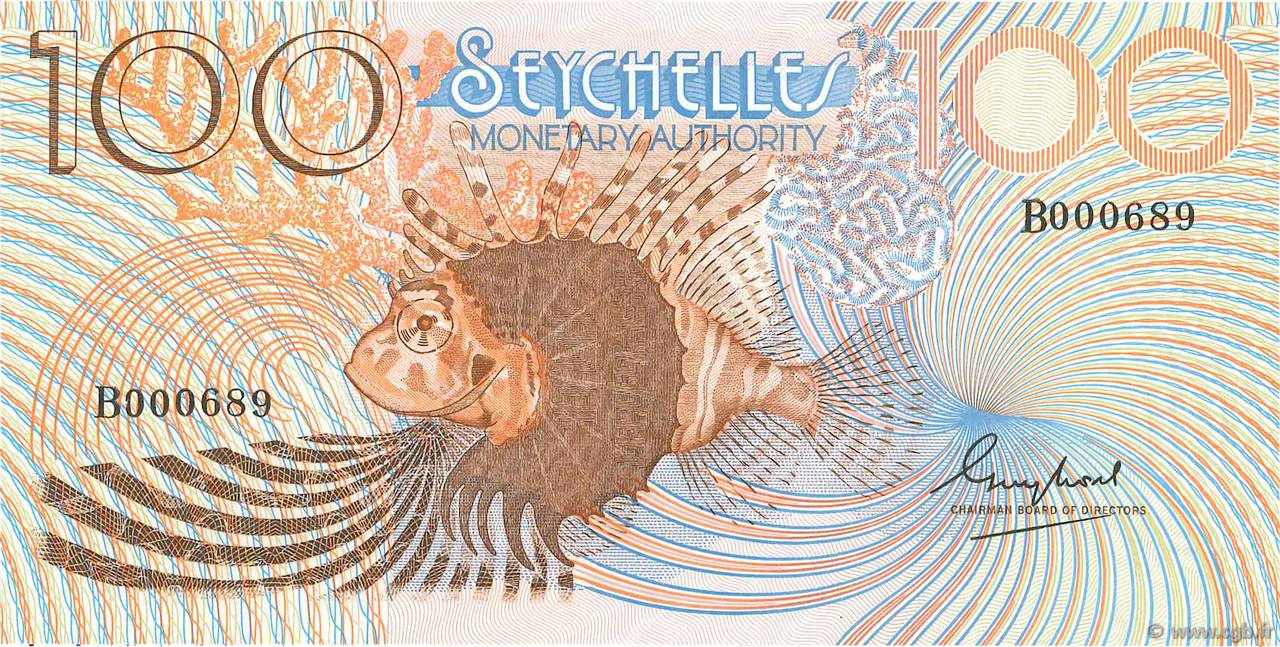 100 Rupees Petit numéro SEYCHELLES  1980 P.27a FDC