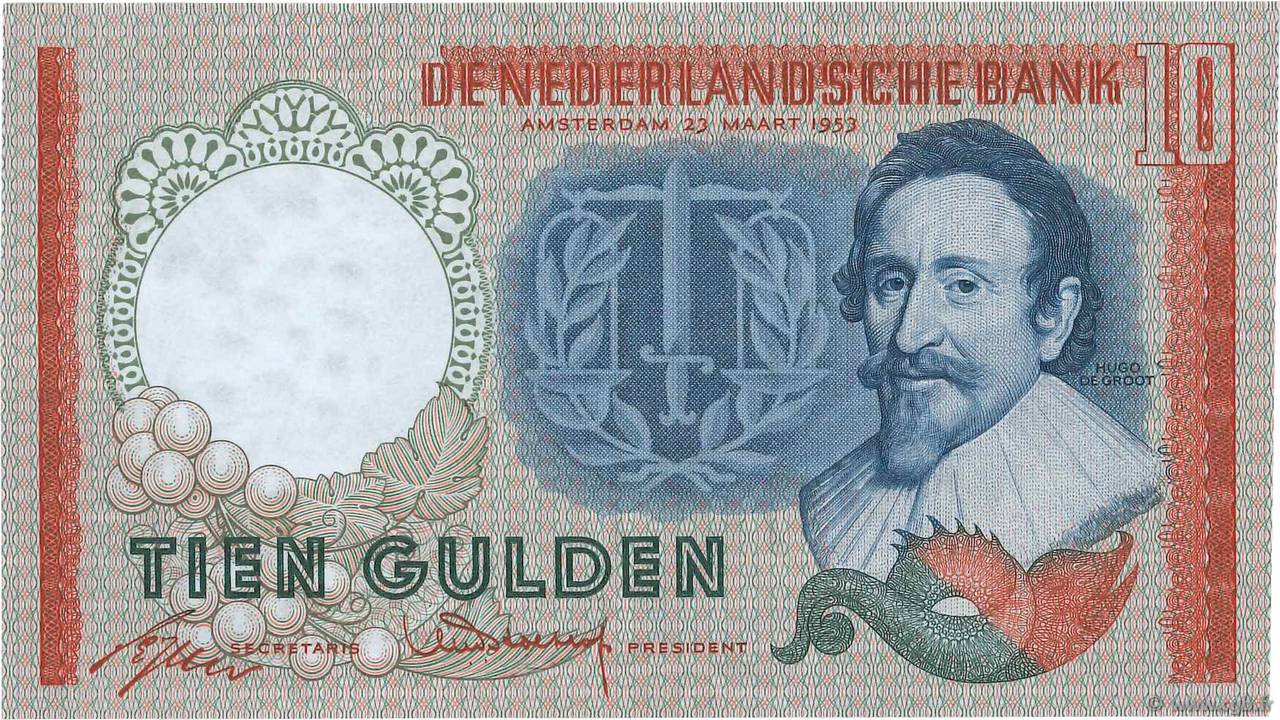 10 Gulden PAíSES BAJOS  1953 P.085 EBC