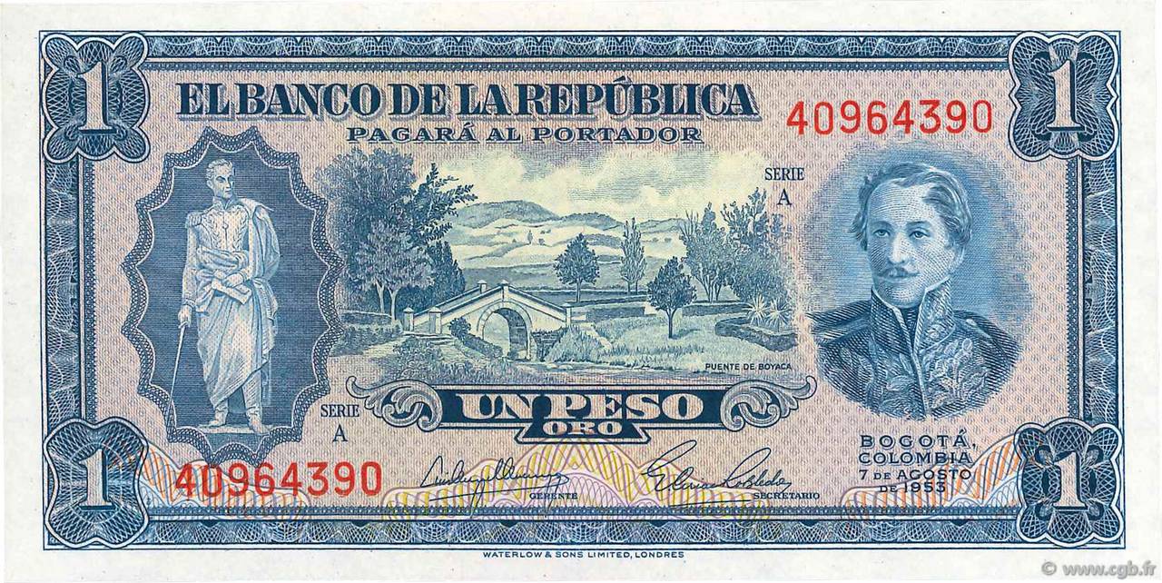 1 Peso Oro KOLUMBIEN  1953 P.398 ST