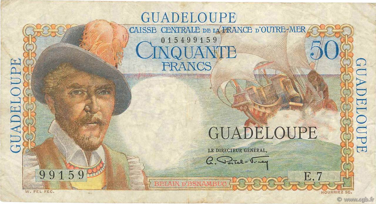 50 Francs Belain d Esnambuc GUADELOUPE  1946 P.34 S