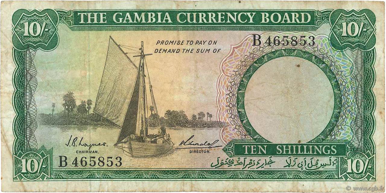 10 Shillings GAMBIA  1965 P.01a MB