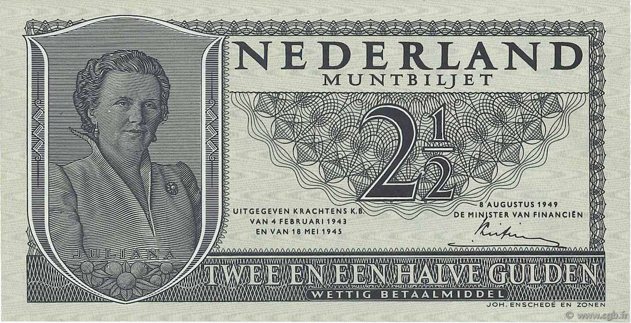 2,5 Gulden PAESI BASSI  1949 P.073 AU+
