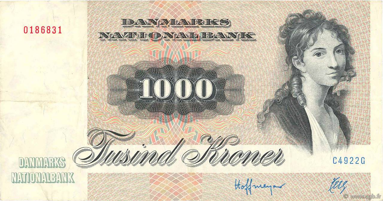 1000 Kroner DENMARK  1992 P.053g VF-