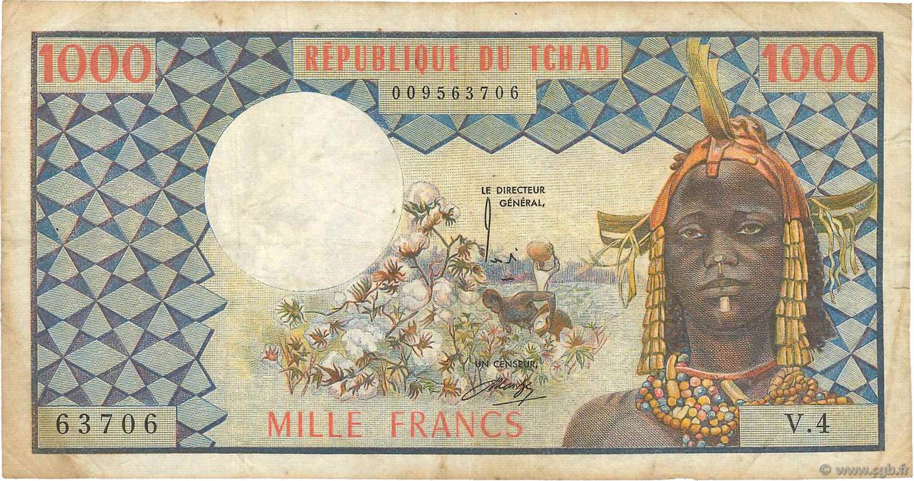 1000 Francs CHAD  1977 P.03a BC
