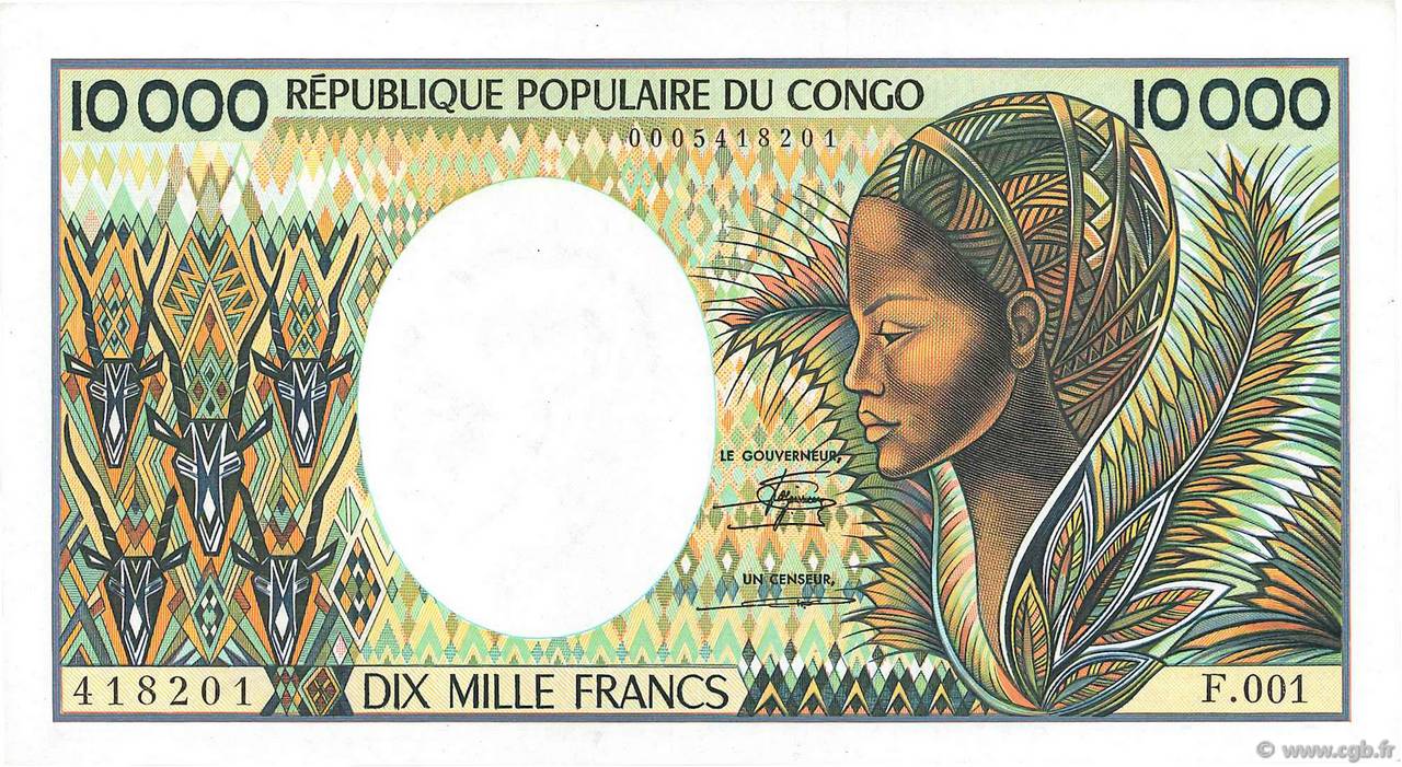 10000 Francs CONGO  1983 P.07 fST+