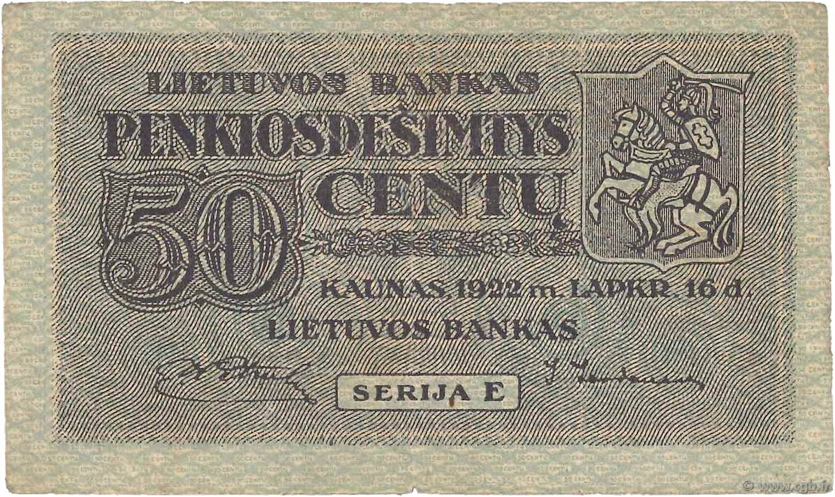 50 Centu LITAUEN  1922 P.12a S