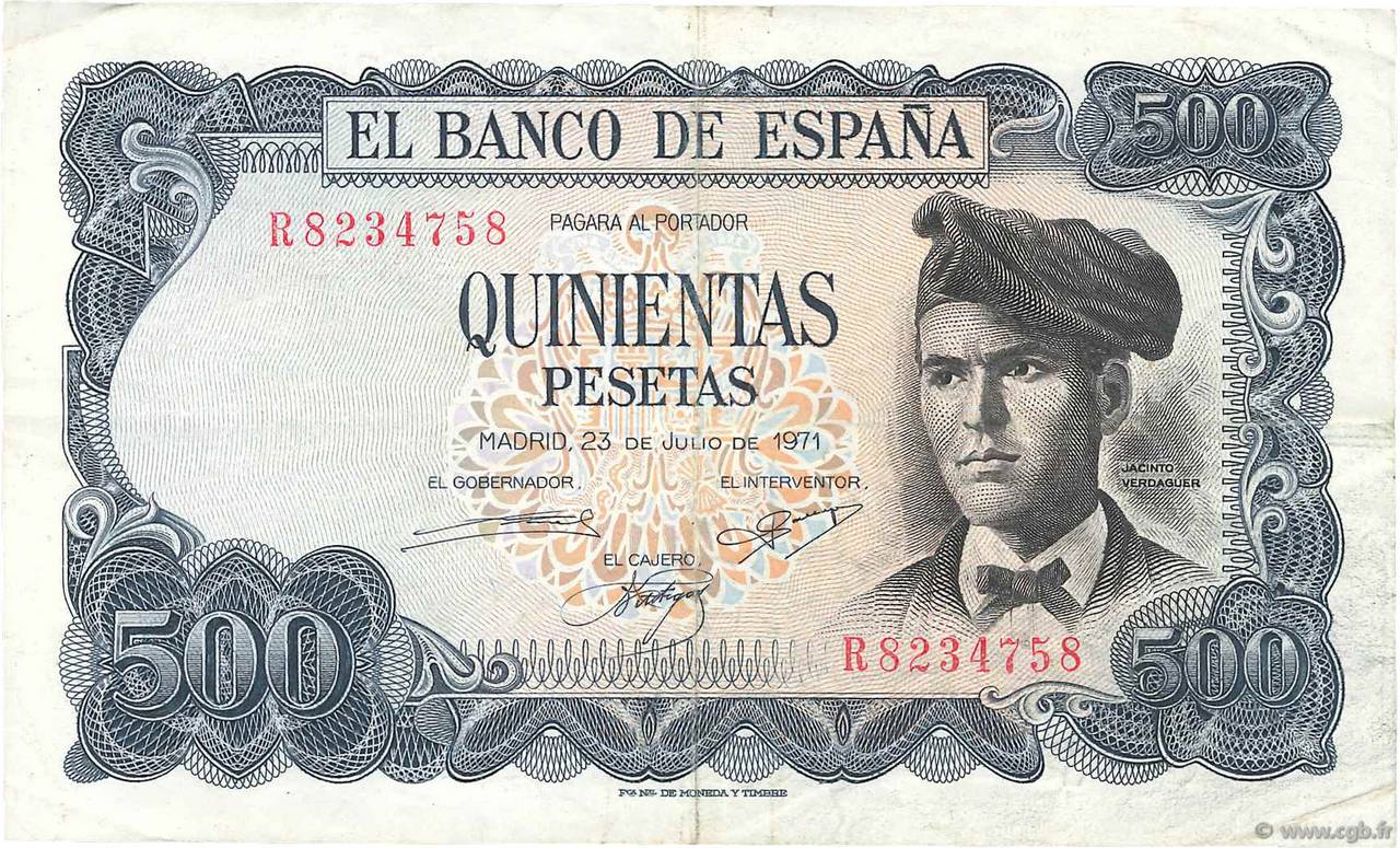500 Pesetas ESPAGNE  1971 P.153a TTB