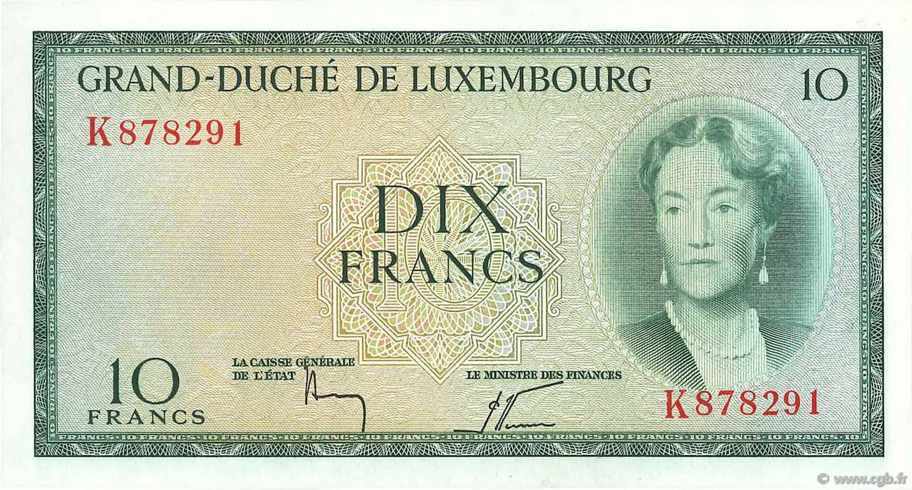 10 Francs LUXEMBOURG  1954 P.48a pr.NEUF