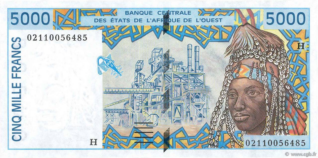 5000 Francs ÉTATS DE L AFRIQUE DE L OUEST  2002 P.613Hk pr.NEUF