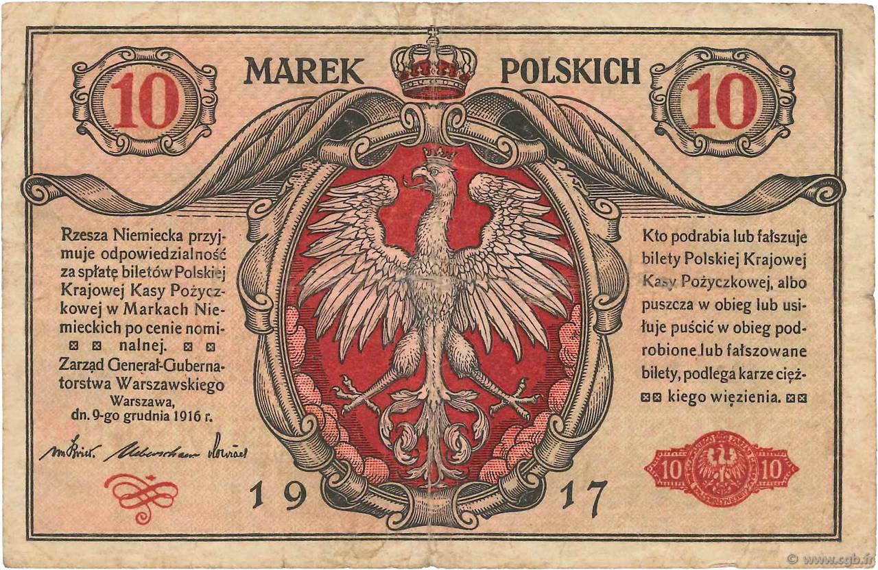 10 Marek POLONIA  1917 P.012 MB